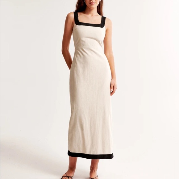 Abercrombie & Fitch Dresses & Skirts - Abercrombie & Fitch Linen Blend Squareneck Column Midi Dress